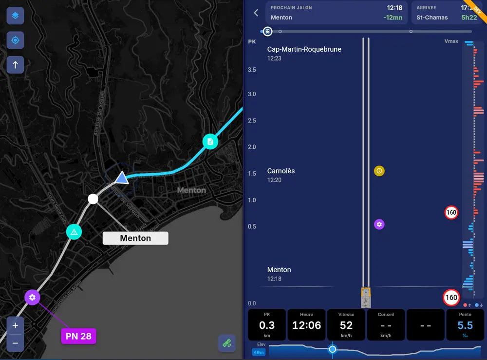 Traktion - écran de conduite fret ferroviaire avec fiche train augmentée et écoconduite